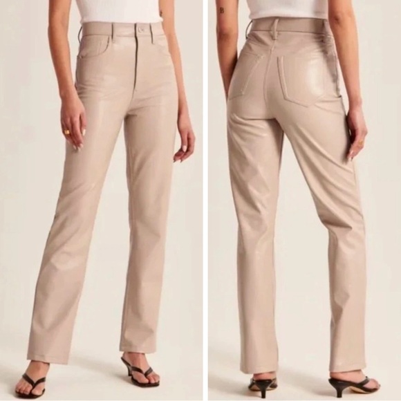 Abercrombie & Fitch Pants - ABERCROMBIE & FITCH The '90s Straight Ultra High Rise Vegan Leather Pants